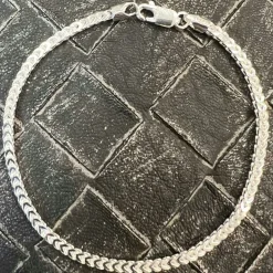 Fyrkantig Francolänk Silver - Armband