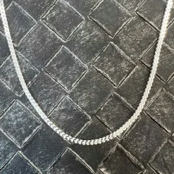 Fyrkantig Francolänk Silver - Halsband