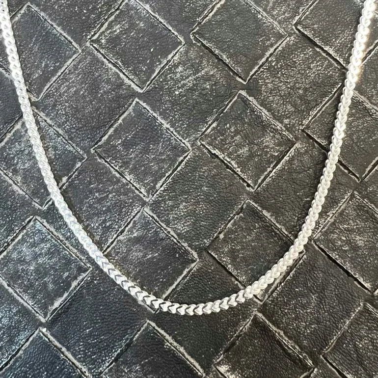 Fyrkantig Francolänk Silver - Halsband