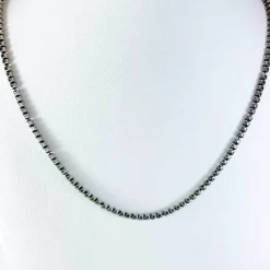 Fyrkantig Kulkedja Oxiderat Silver - Halsband