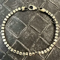 Fyrkantig Kulkedja Oxiderat Silver - Armband