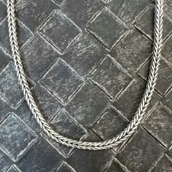 Fyrkantig Rävsvanslänk Oxiderat Silver - Halsband