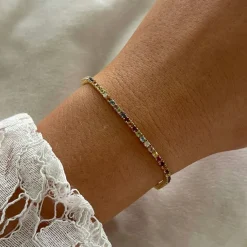 Guldarmband Tennis Colored Diamonds 18K