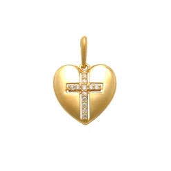 Guldhänge Sparkling Heart & Cross 18K