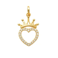 Guldhänge Sparkling Heart And Crown 18K