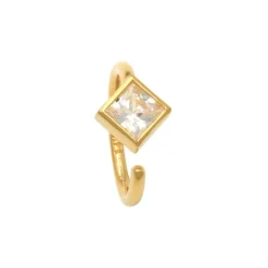 Guldpiercing Ring Sparkling Square 18K