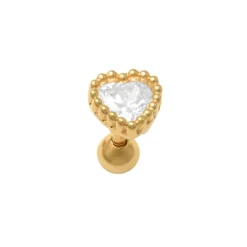 Guldpiercing Sparkling Heart 18K