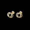 Guldörhänge Double rings med cz-stenar