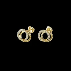 Guldörhänge Double rings med cz-stenar