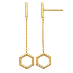 Guldörhängen Chain Hexagon 18K