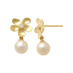Guldörhängen Flower Pearl 18K