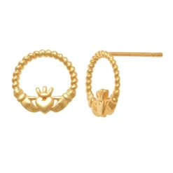 Guldörhängen Heart With Crown 18K