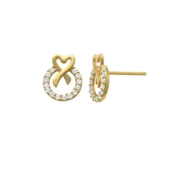 Guldörhängen Sparkling Circle & Ribbon 18K
