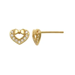 Guldörhängen Sparkling Heart & Ribbon 18K