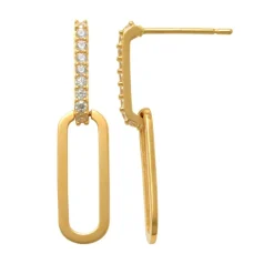 Guldörhängen Sparkling Paperclip 18K