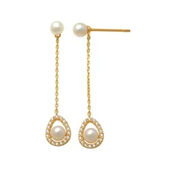 Guldörhängen Sparkling Pearls 18K