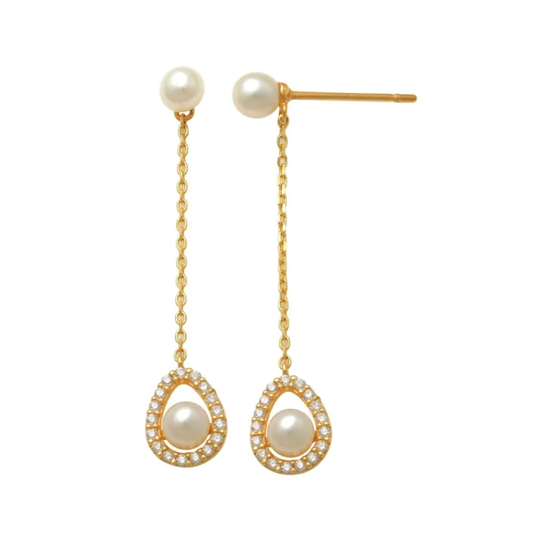 Guldörhängen Sparkling Pearls 18K