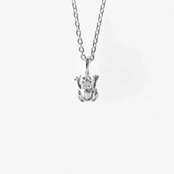 Halsband Cute Frog with Crown Silver