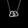 Halsband Double Hearts med cz-stenar 18K vitguld