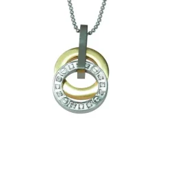 Halsband Double Rings Förgyllt Stål