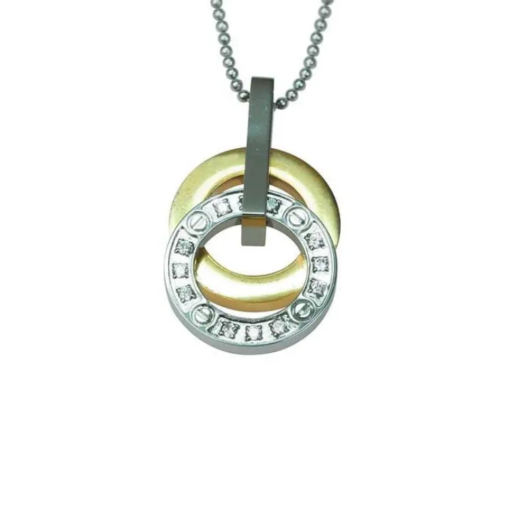 Halsband Double Rings Förgyllt Stål
