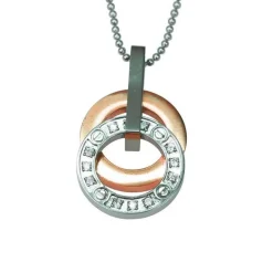 Halsband Double Rings Roséförgyllt Stål