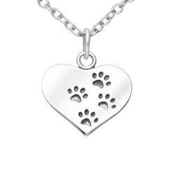 Halsband Heart With Paws Silver