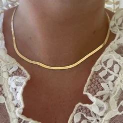 Halsband Herringbone Förgyllt Silver - 3,5 mm