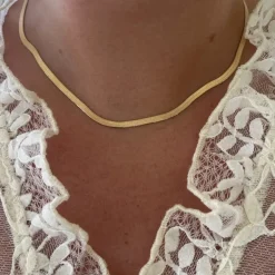 Halsband Herringbone Sand Shimmer Förgyllt Silver - 3,5 mm