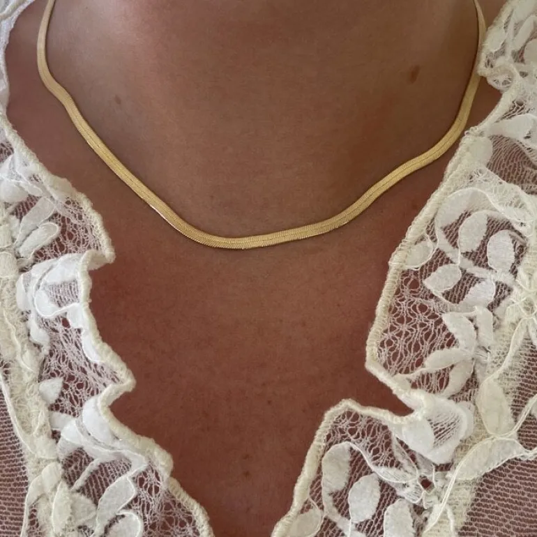 Halsband Herringbone Sand Shimmer Förgyllt Silver - 3,5 mm