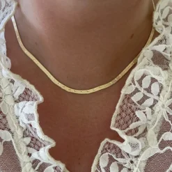 Halsband Herringbone Star Förgyllt Silver - 3,5 mm