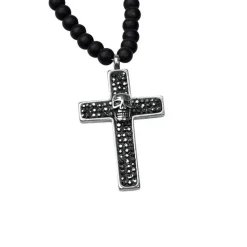 Halsband Kors & Dödskalle Stål