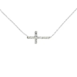 Halsband Kors med cz-stenar Silver