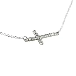 Halsband Kors med cz-stenar Silver