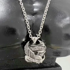 Halsband "Live to Ride" Eagle Stål