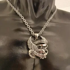 Halsband "Live to Ride" Eagle Stål