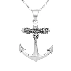 Hänge Anchor & Skull Oxiderat Silver