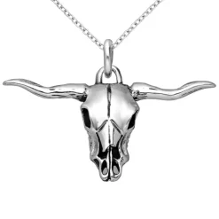 Hänge Bull Skull Oxiderat Silver