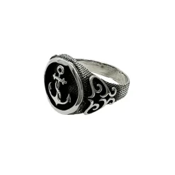 Klackring Anchor Oxiderat Silver