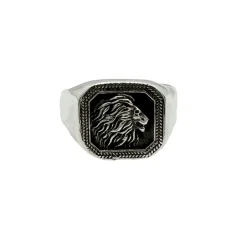 Klackring Lion Oxiderat Silver