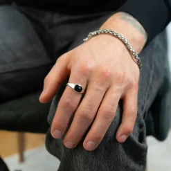 Klackring Onyx Small Silver