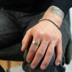 Klackring Skull Oxiderat Silver