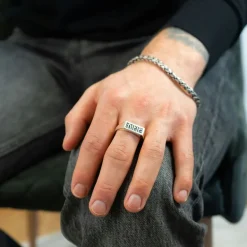 Klackring Viking Runes Oxiderat Silver