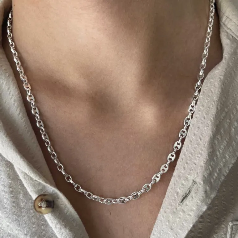 Marinalänk Silver Halsband - 5 mm