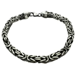 Massiv Fyrkantig Kejsarlänk Oxiderat Silver - Armband 5 mm