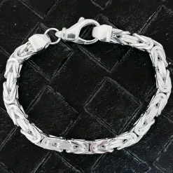 Massiv Fyrkantig Kejsarlänk Silver - Armband 7,5 mm