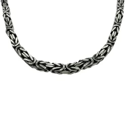 Massiv Fyrkantig Kejsarlänk Oxiderat Silver - Halsband 5 mm