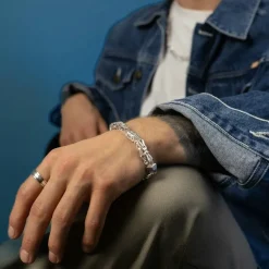 Massiv Fyrkantig Kejsarlänk Silver - Armband 7,5 mm