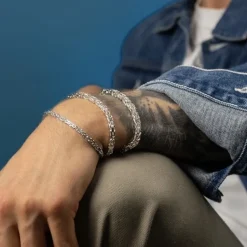 Massiv Fyrkantig Kejsarlänk Silver - Armband 5 mm
