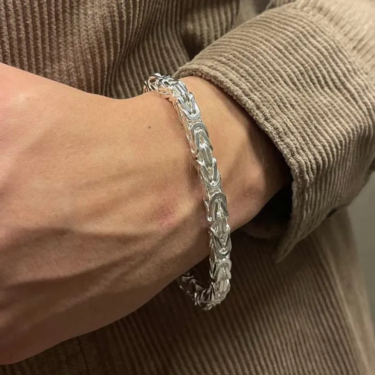 Massiv Fyrkantig Kejsarlänk Silver - Armband 6,5 mm